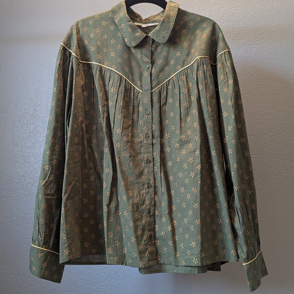 The Great, The Westerner Top (Size 2/ M) Army Green with Gold Stamp